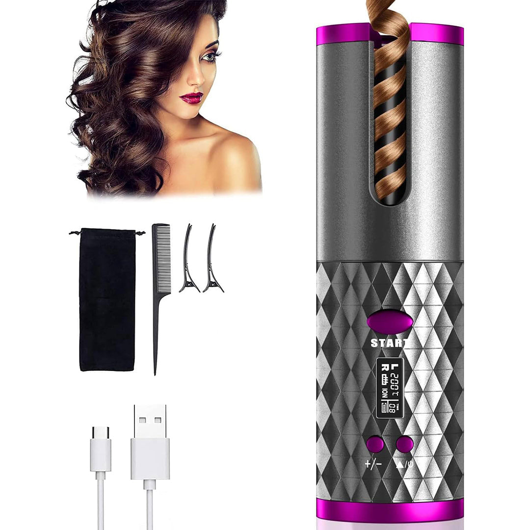 Cordless Automatic Hair Curler – 3 Heat & Timer Settings