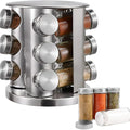 12-Piece Glass Spice Jar Set with Rotating Rack